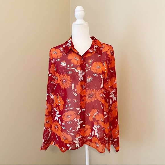 CAbi Hothouse Blouse #3766 in Scarlet Flower NWT - Medium - Picture 1 of 12